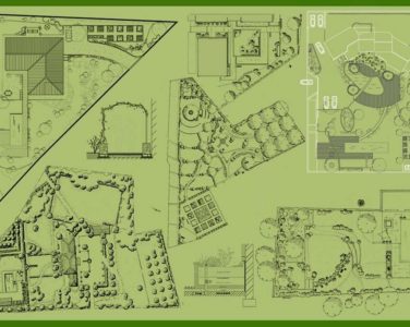 Проект и чертеж ландшафтного дизайна участка с садами