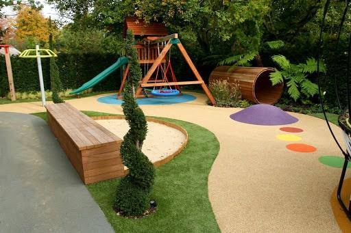 Ландшафтный дизайн детской площадки (70 фото)